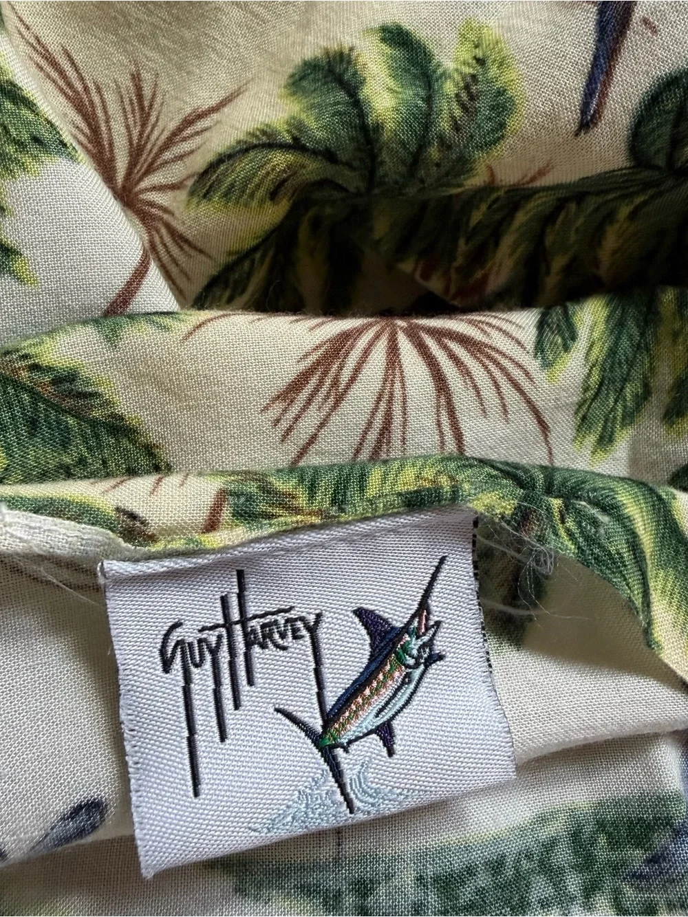 Guy Harvey 100% Rayon Tropical Marlin Palm Tree Fringe Scarf Wrap 40x62